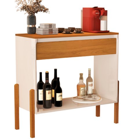 Aparador Buffet Libano com Gaveta em Mdf 2 Prateleiras Cores:off White/nature