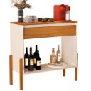 Ver imagem 1 de Aparador Buffet Libano com Gaveta em Mdf 2 Prateleiras Cores:off White/nature