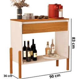 Aparador Buffet Libano com Gaveta em Mdf 2 Prateleiras Cores:off White/nature - 3
