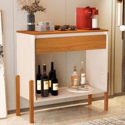 Aparador Buffet Libano com Gaveta em Mdf 2 Prateleiras Cores:off White/nature - 2