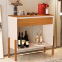 Ver imagem 2 de Aparador Buffet Libano com Gaveta em Mdf 2 Prateleiras Cores:off White/nature