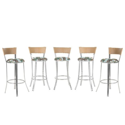 Banqueta Bistro para Bar, Cozinha, Balcão em Alumínio e Fibra Tc Zanutto 5 Unidades Ráfia Z27