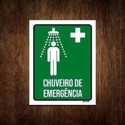 Kit 5 Placas Sinalização Ambiente Chuveiro Emergência - 1