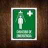 Kit 5 Placas Sinalização Ambiente Chuveiro Emergência - 1