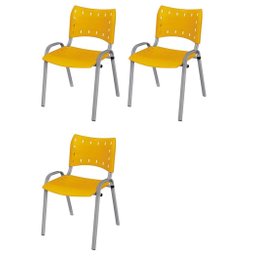 Cadeira Iso Base Cinza Escola, Escritório -amarelo Kit 3 Un - 2