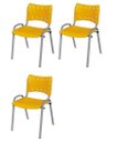 Ver imagem 2 de Cadeira Iso Base Cinza Escola, Escritório -amarelo Kit 3 Un