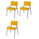 Ver imagem 2 de Cadeira Iso Base Cinza Escola, Escritório -amarelo Kit 3 Un