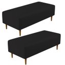 Ver imagem 1 de Kit 2 Puffs Decorativos Sala de Estar Bali W01 Pés Palito 120x50cm Corano Preto