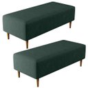 Ver imagem 1 de Kit 2 Puffs Decorativos Sala de Estar Bali W01 Pés Palito 120x50cm Linho Verde Musgo