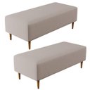 Ver imagem 1 de Kit 2 Puffs Decorativos Sala de Estar Bali W01 Pés Palito 120x50cm Linho Bege