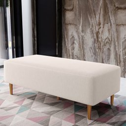 Puff Decorativo Sala de Estar Bali W01 Pés Palito 120x50cm Linho Cru - 2
