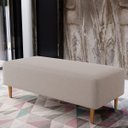 Ver imagem 1 de Puff Decorativo Sala de Estar Bali W01 Pés Palito 120x50cm Linho Bege