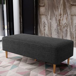 Puff Decorativo Sala de Estar Bali W01 Pés Palito 120x50cm Linho Cinza Escuro - 2