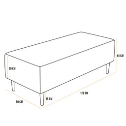 Puff Decorativo Sala de Estar Bali W01 Pés Palito 120x50cm Linho Cinza Escuro - 4