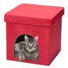 Puff Pet Baú Casinha Desmontável Dobrável Suede Vermelho 38x38 M01 - 5