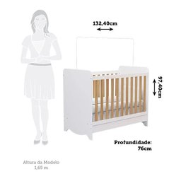 Berço Peroba Ben Americano Branco C/ Amêndoa 3 em 1 Infantil - 5