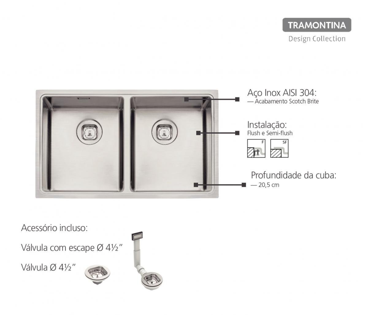 CUBA DESIGN COLLECTION QUADRUM EM AÇO INOX COM ACABAMENTO S - 2