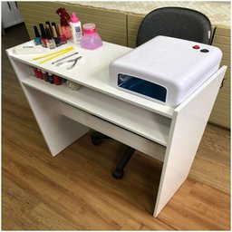 Kit Mesa Manicure P/ Estufa com Prateleira Branco - 1