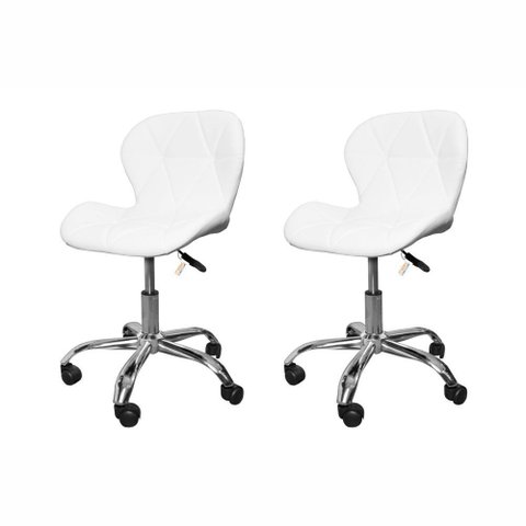 Kit 2 Cadeiras Escritório Giratória Office Eiffel Slim - Branco