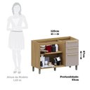 Ver imagem 3 de Balcão de Cozinha Pia 120cm 2 Pts e 3 Gav S/ Tampo Elegance Freijó/cinammon