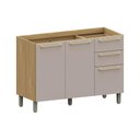 Ver imagem 1 de Balcão de Cozinha Pia 120cm 2 Pts e 3 Gav S/ Tampo Elegance Freijó/cinammon