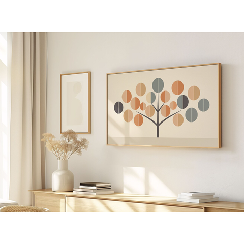 Quadro Decorativo N°74 160x90cm - Panorâmico Árvore Formas Orgânicas - Madeira Clara - Rollflex