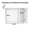 Ver imagem 4 de Espelheira de Banheiro Armário Suspenso com Espelho Cannes com Nicho e Prateleiras - Preto/Ripado