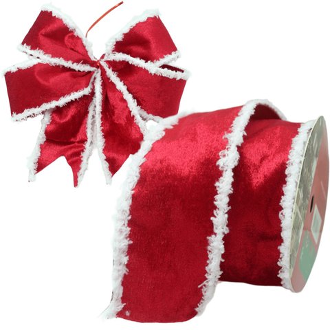 Kit 2 Fitas Aramadas Decoração Vermelha Natalina 6,3cm 9,14m
