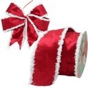 Ver imagem 1 de Kit 2 Fitas Aramadas Decoração Vermelha Natalina 6,3cm 9,14m