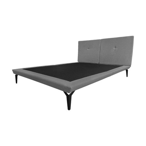 Base Box Cama Japonesa Toquio Queen com Cabeceira Almofada Linho Cinza