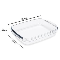 Kit 3 Assadeiras Vidro Retangulares Cheff 1,6L, 2,6L E 3,6L - 4