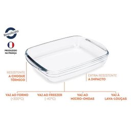 Kit 3 Assadeiras Vidro Retangulares Cheff 1,6L, 2,6L E 3,6L - 2