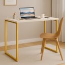 Ver imagem 5 de Escrivaninha Industrial Home Office Quarto Escritório 120x45:offwhite/dourado