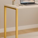 Ver imagem 2 de Escrivaninha Industrial Home Office Quarto Escritório 120x45:offwhite/dourado
