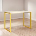 Ver imagem 1 de Escrivaninha Industrial Home Office Quarto Escritório 120x45:offwhite/dourado