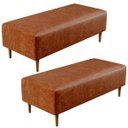Ver imagem 1 de Kit 2 Puffs Decorativos Sala de Estar Bali W01 Pés Palito 120x50cm Couríssimo Camel