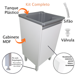 Tanque 26 Litros Plástico com Gabinete Mdf para Torneira de Bancada - 4