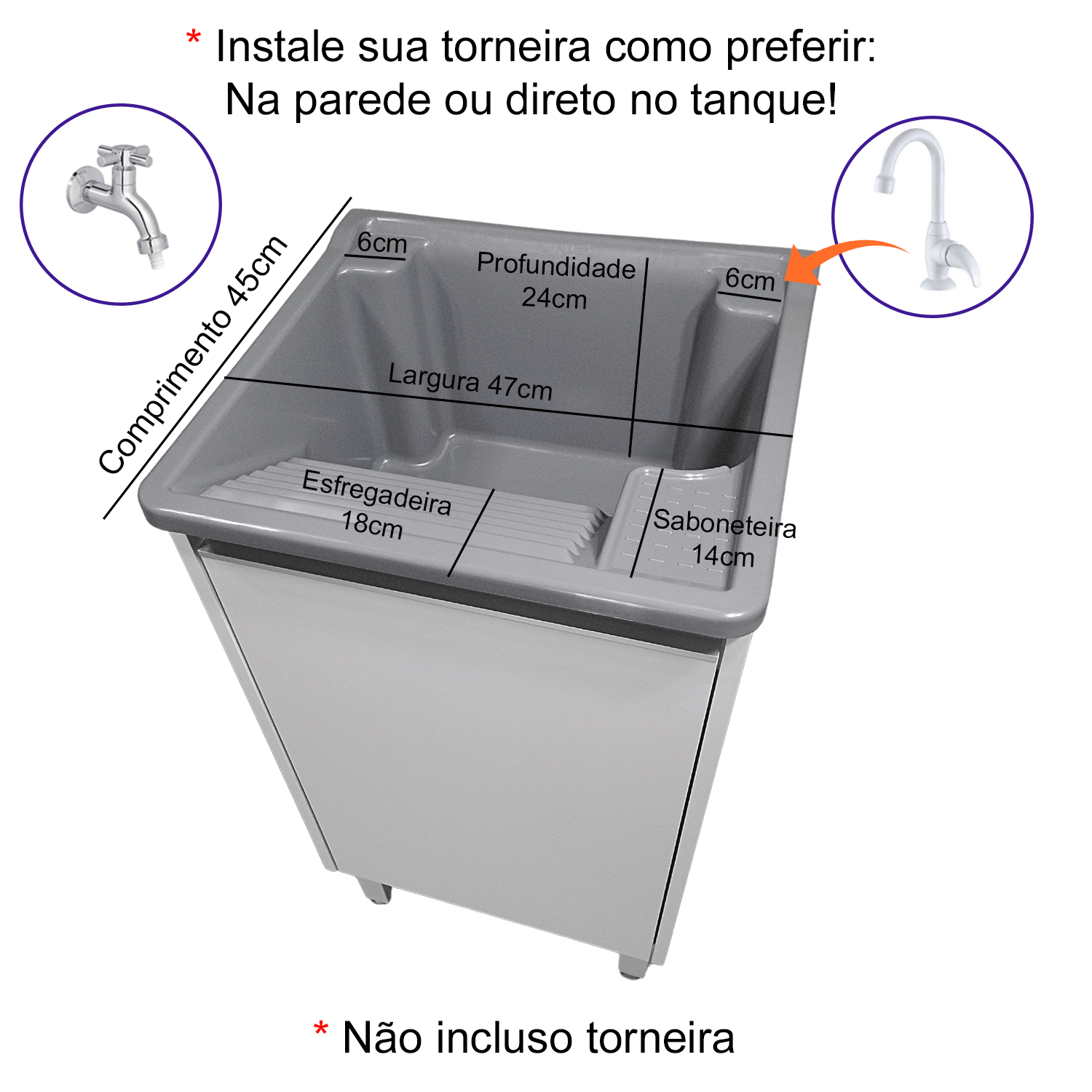 Tanque 26 Litros Plástico com Gabinete Mdf para Torneira de Bancada - 7