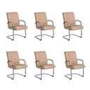 Ver imagem 1 de Kit com 6 Cadeiras Office Base Fixa em Aço Cromado e Couro Ecologico Austin Bege/Fendi