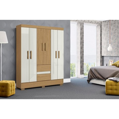 Guarda Roupa Coimbra 6 Portas 2 Gavetas Atacama Off White - Aramóveis