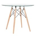 Ver imagem 2 de Conjunto de Mesa 4 Poltronas Brancas Eames 90cm Base Madeira Tampo de Vidro