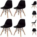 Ver imagem 2 de Conjunto de Mesa 4 Cadeiras Pretas Eames Eiffel 110cm Base Madeira Tampo Preto