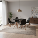 Ver imagem 1 de Conjunto de Mesa 4 Cadeiras Pretas Eames Eiffel 110cm Base Madeira Tampo Preto