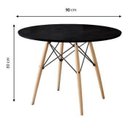 Ver imagem 3 de Conjunto de Mesa 4 Cadeiras Pretas Eames Eiffel 110cm Base Madeira Tampo Preto
