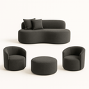 Ver imagem 1 de Conjunto 2 Poltronas +sofá e Puff Curvo Orgânico Nature Gaia Boucle Cinza Escuro -montanaris Decor