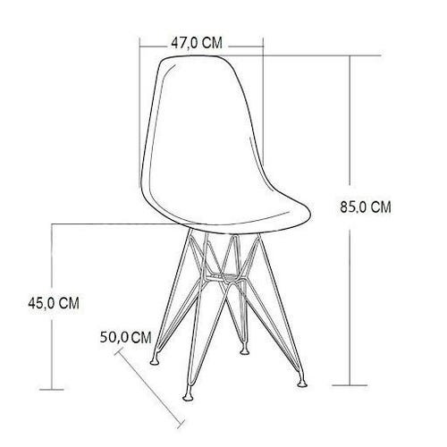 Mesa Jantar Eames de Ferro Preto Tampo Redondo 90cm Preto 4 Cadeiras Preta - 4