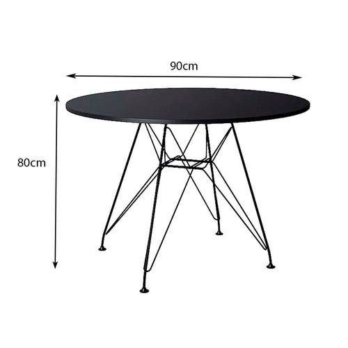 Mesa Jantar Eames de Ferro Preto Tampo Redondo 90cm Preto 4 Cadeiras Preta - 3