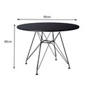 Ver imagem 3 de Mesa Jantar Eames de Ferro Preto Tampo Redondo 90cm Preto 4 Cadeiras Preta