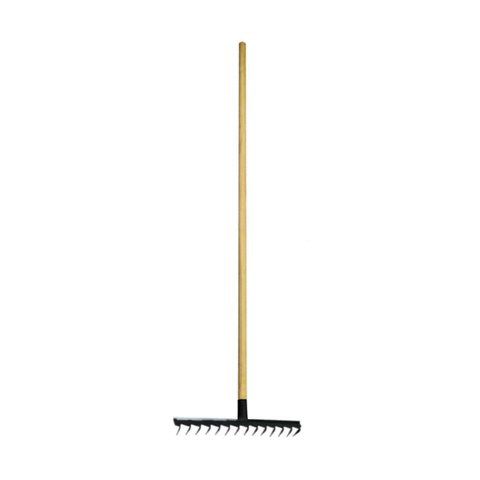 Ancinho 12 Dentes Aço Carbono Cabo Madeira pra Limpeza 125cm Minasul