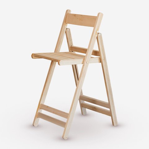 Cadeira Bistrô Dobrável em Madeira Maciça sem Pintura